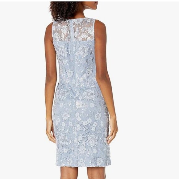 Alex Evenings Floral Lace Embroidered Sleeveless Dress Baby Blue 6 - Picture 3 of 16